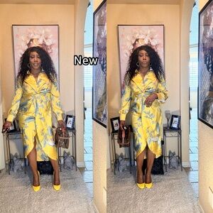 Yellow Floral Midi Dress